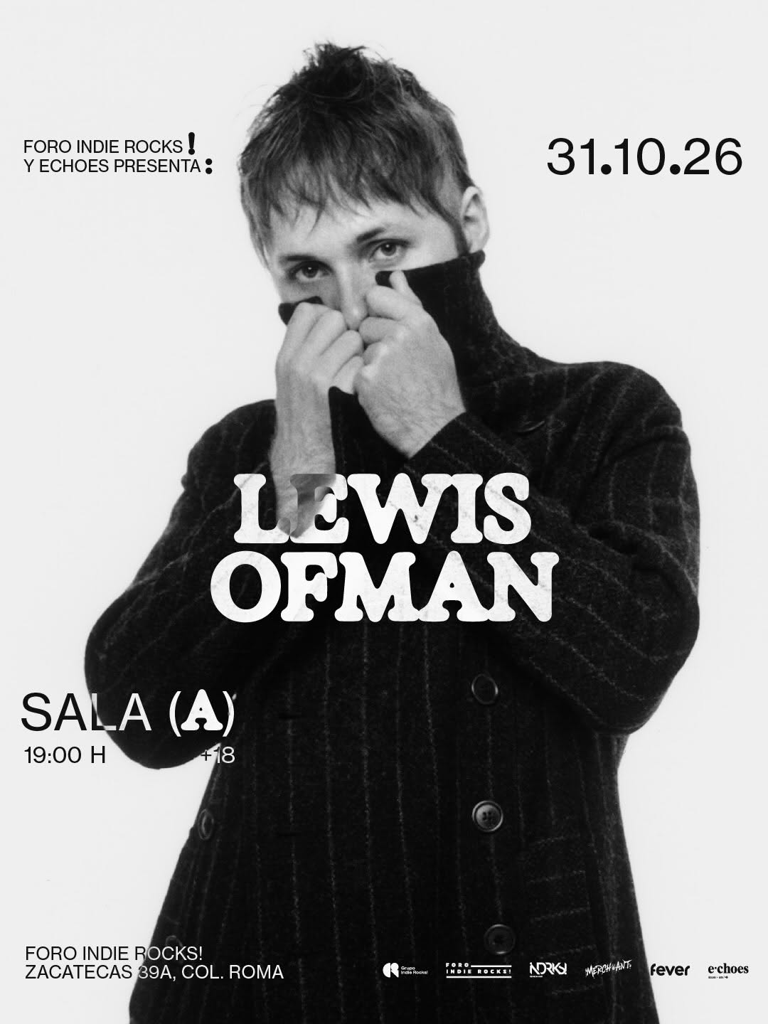 Cartel oficial de Lewis OfMan en Foro Indie Rocks, 31 de octubre de 2026